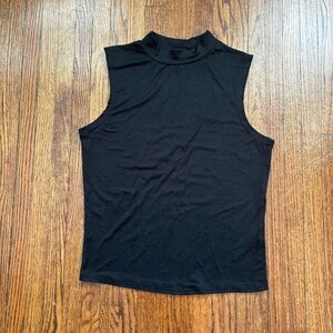 Brit and Bri Black Mock Neck Sleeveless Blouse, Size Medium